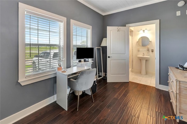 11 Enchanted Ln, Port Lavaca, TX 77979 - office space with dark wood-type flooring and ornamental molding