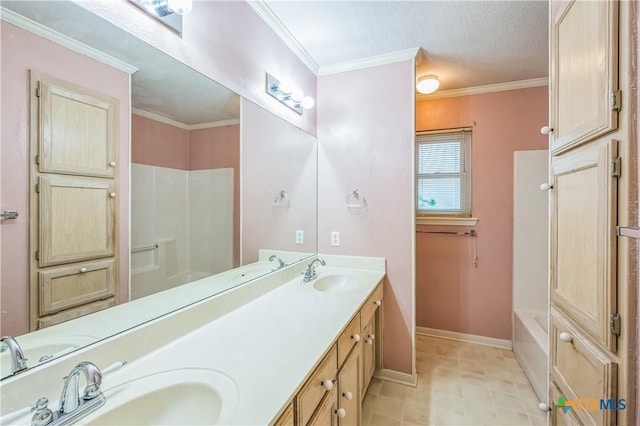 4803 Chad Dr, Killeen, TX 76542 - bathroom with double vanity, a sink, baseboards, and walk in shower