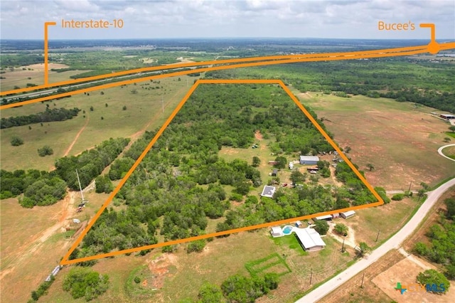 bird's eye view with a rural view