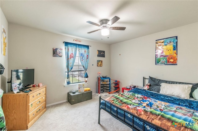 8907 Misty Pine Dr, Temple, TX 76502 - bedroom featuring light colored carpet and ceiling fan