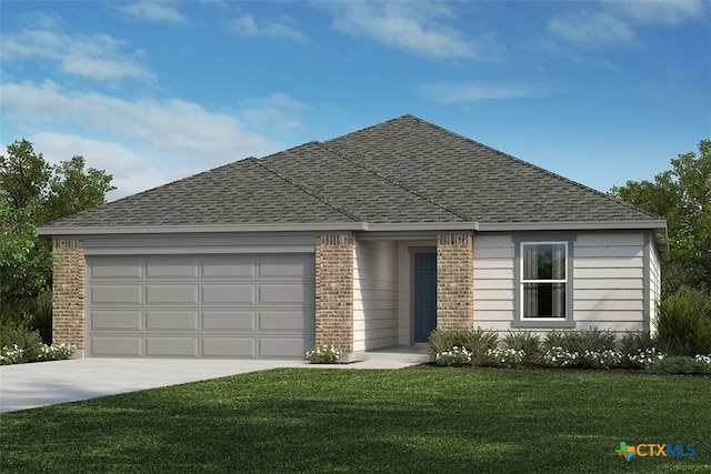750 Ryan St, Belton, TX 76513 - single story home featuring brick siding, driveway, an attached garage, a front yard, and a shingled roof