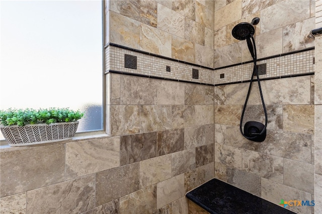 interior details with tiled shower