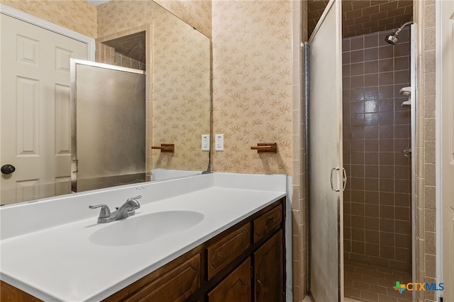 2013 Moonlight Dr, Killeen, TX 76543 - bathroom featuring vanity and an enclosed shower