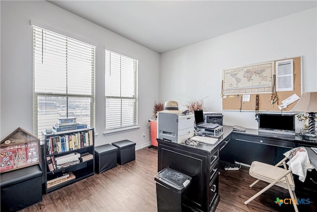 office area featuring wood finished floors