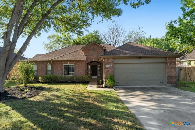 453 Raven Rdg, New Braunfels, TX 78130 - single story home featuring brick siding, an attached garage, concrete driveway, and a shingled roof