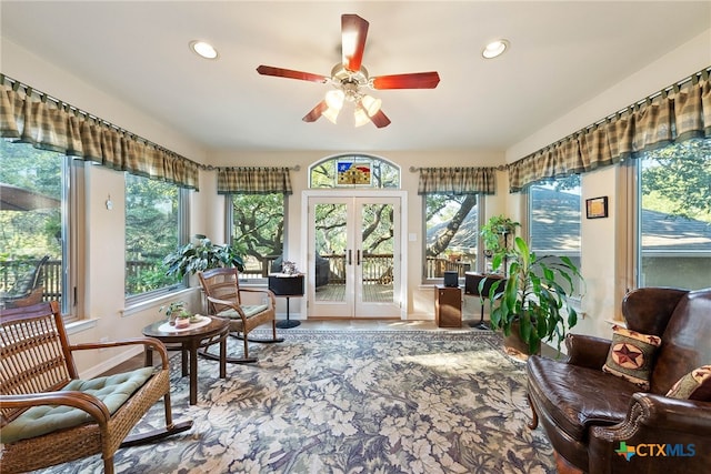 9063 Schoenthal Rd, San Antonio, TX 78266 - sunroom featuring french doors, recessed lighting, healthy amount of natural light, and wood finished floors