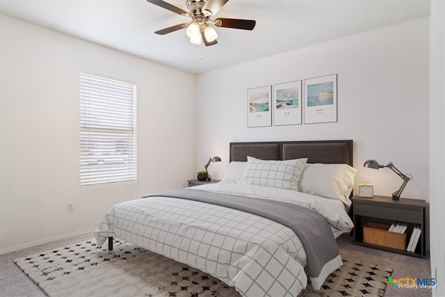 bedroom with carpet and ceiling fan