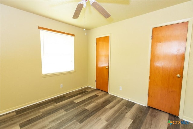 3003 Zephyr Rd, Killeen, TX 76543 - unfurnished bedroom featuring wood finished floors and ceiling fan