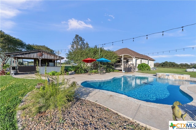 view of pool featuring a gazebo and a patio area