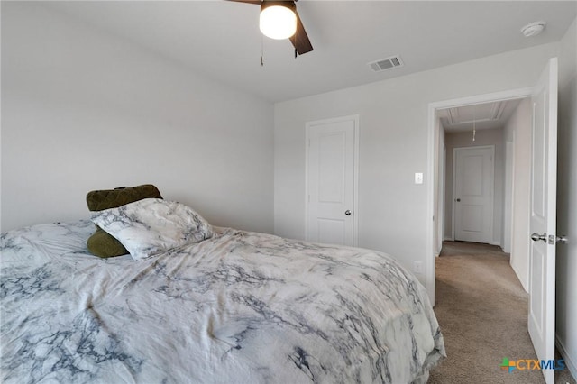 390 Lost Maples, New Braunfels, TX 78130 - bedroom with attic access, carpet, and ceiling fan