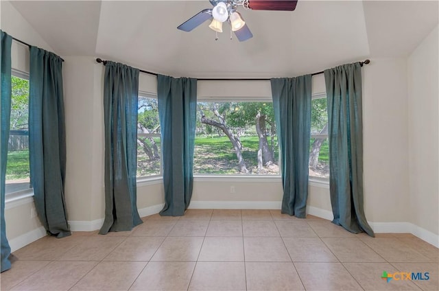 781 Meridian Dr, New Braunfels, TX 78132 - spare room with ceiling fan, light tile patterned floors, and baseboards