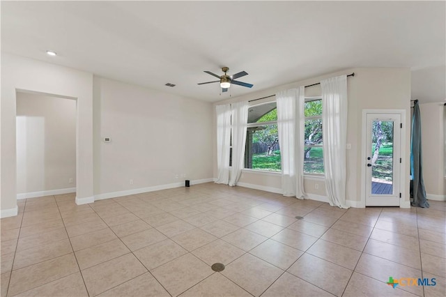781 Meridian Dr, New Braunfels, TX 78132 - unfurnished room with a ceiling fan, light tile patterned flooring, baseboards, and recessed lighting