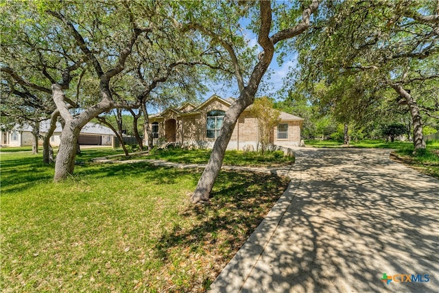 ranch-style house with a front lawn