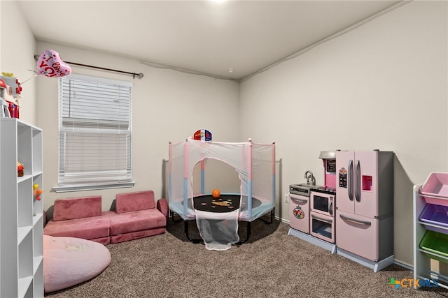 recreation room featuring carpet flooring