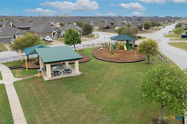bird's eye view with a residential view
