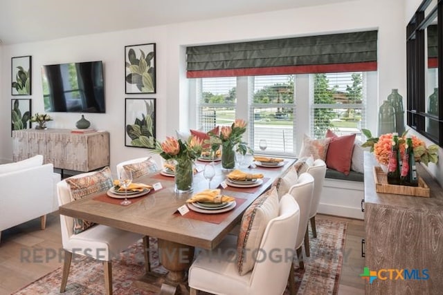 dining room with plenty of natural light and light wood-style flooring