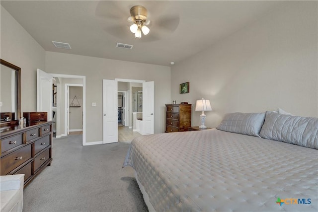 6333 Iris Run, New Braunfels, TX 78132 - bedroom featuring light carpet and ceiling fan