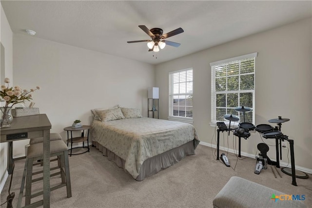 6333 Iris Run, New Braunfels, TX 78132 - bedroom with light colored carpet and ceiling fan
