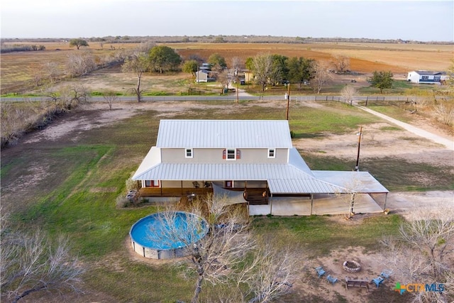 bird's eye view with a rural view