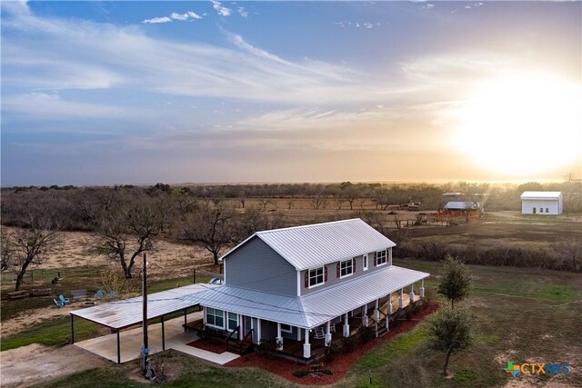 drone / aerial view with a rural view