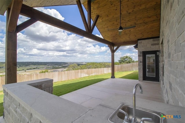 122 Overlook Trl, Copperas Cove, TX 76522 - view of patio / terrace featuring ceiling fan and a sink