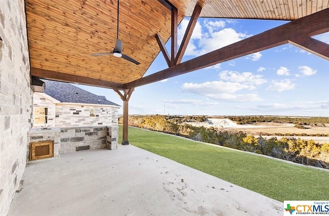 122 Overlook Trl, Copperas Cove, TX 76522 - view of patio / terrace with a ceiling fan and an outdoor kitchen