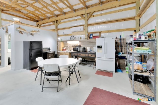 dining room with a wall mounted air conditioner