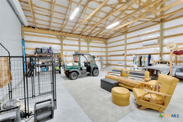 garage with a wall unit AC