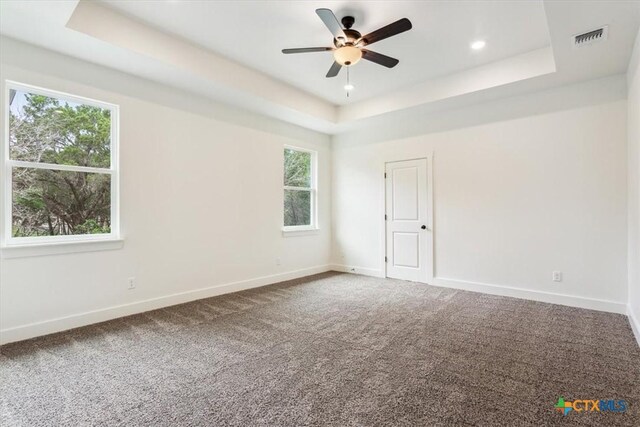 5116 Goliad Dr, Temple, TX 76502 - carpeted empty room featuring a raised ceiling, plenty of natural light, baseboards, and recessed lighting