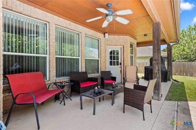 2123 Grizzly Trl, Harker Heights, TX 76548 - view of patio / terrace featuring ceiling fan and an outdoor living space