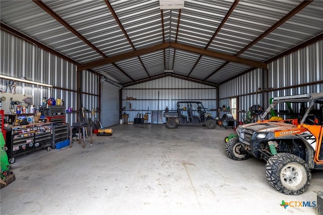 garage featuring metal wall