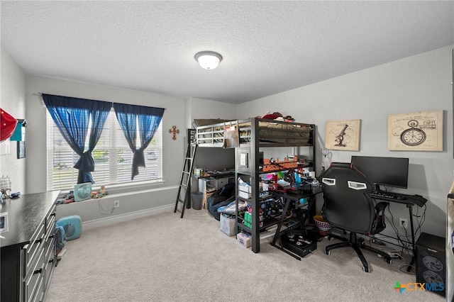 27522 Paraiso Sands, Boerne, TX 78015 - bedroom featuring carpet flooring, a desk, and a textured ceiling