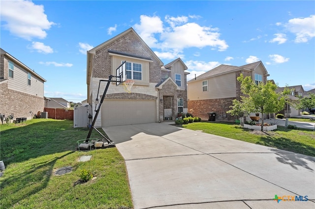 27522 Paraiso Sands, Boerne, TX 78015 - traditional home with brick siding, a garage, concrete driveway, and stone siding