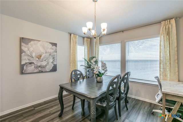3130 Wigeon Way, Copperas Cove, TX 76522 - dining area featuring a chandelier and dark wood-style floors