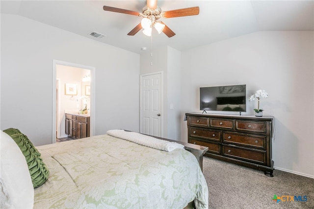 3130 Wigeon Way, Copperas Cove, TX 76522 - carpeted bedroom featuring lofted ceiling, ceiling fan, and ensuite bathroom