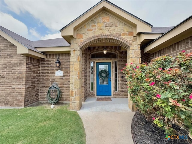 416 Coventry Dr, Temple, TX 76502 - property entrance with brick siding and stone siding