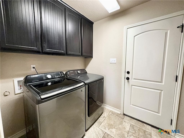 416 Coventry Dr, Temple, TX 76502 - laundry area with cabinet space, washing machine and clothes dryer, and baseboards