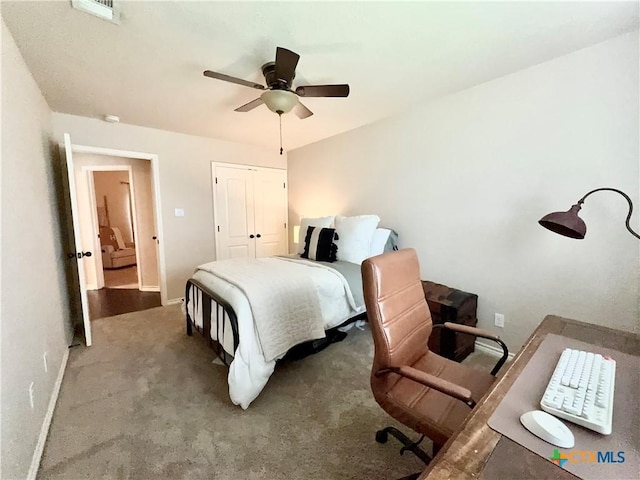 416 Coventry Dr, Temple, TX 76502 - carpeted bedroom featuring baseboards, a ceiling fan, and a closet
