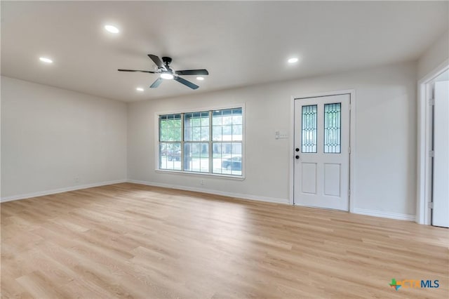 3524 Swan St, Fort Worth, TX 76117 - foyer entrance with light wood-type flooring, a ceiling fan, and recessed lighting