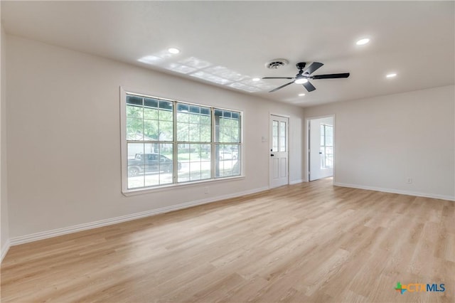 3524 Swan St, Fort Worth, TX 76117 - unfurnished room with light wood-style floors, recessed lighting, healthy amount of natural light, and ceiling fan