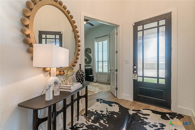 entryway with light wood-type flooring