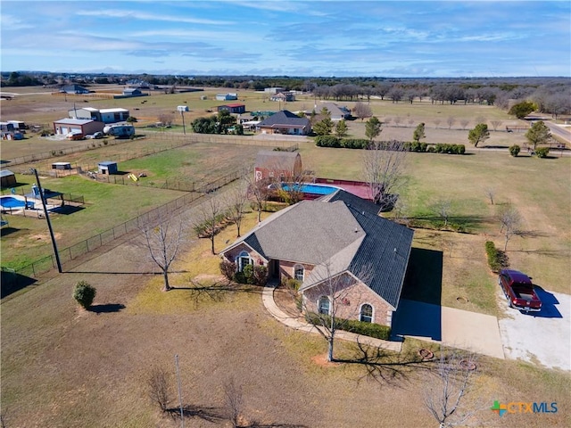 bird's eye view featuring a rural view