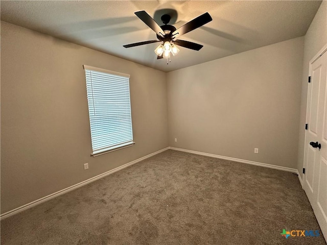 3104 Gryffindor Ln, Killeen, TX 76549 - empty room featuring healthy amount of natural light, carpet floors, baseboards, a ceiling fan, and a textured ceiling