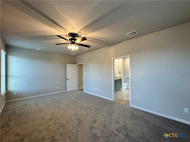 3104 Gryffindor Ln, Killeen, TX 76549 - carpeted spare room featuring ceiling fan, baseboards, and a textured ceiling