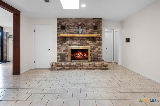 221 W Tanglewood Dr, New Braunfels, TX 78130 - unfurnished living room featuring a fireplace and recessed lighting