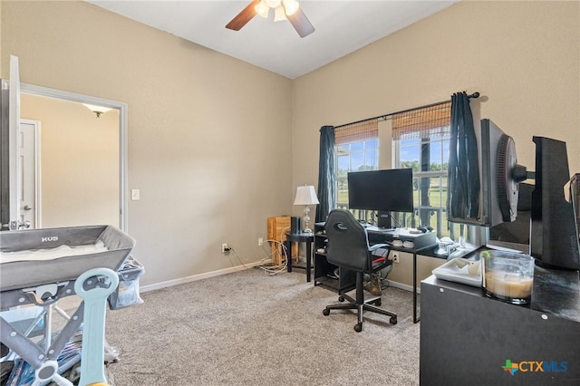 3197 Robin Ln, Kempner, TX 76539 - office with ceiling fan, carpet floors, and baseboards