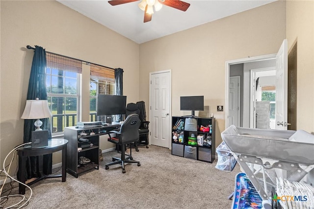 3197 Robin Ln, Kempner, TX 76539 - home office with ceiling fan, carpet flooring, and healthy amount of natural light