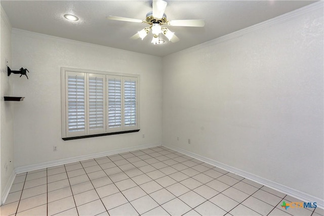 2110 Lakeview Loop, Killeen, TX 76543 - empty room featuring crown molding, ceiling fan, and light tile patterned floors