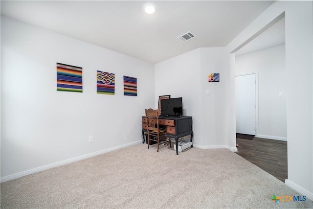 office area featuring hardwood / wood-style floors