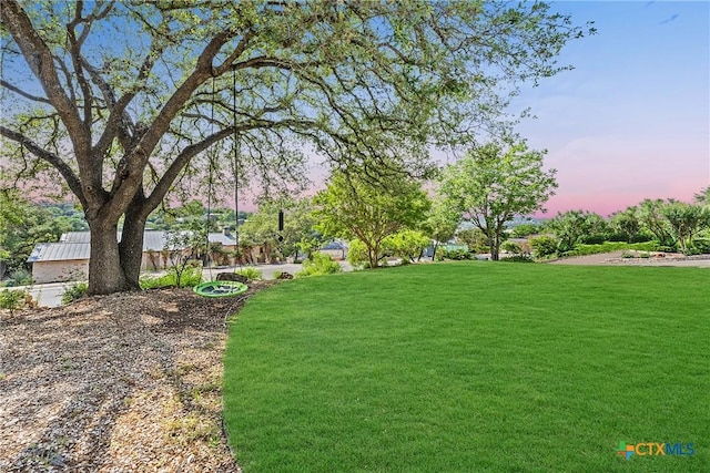 view of yard at dusk